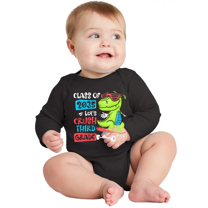 Back To School Let's Crush 3rd Grade Class Of 2035 Dinosaur Baby Long Sleeve Bodysuit