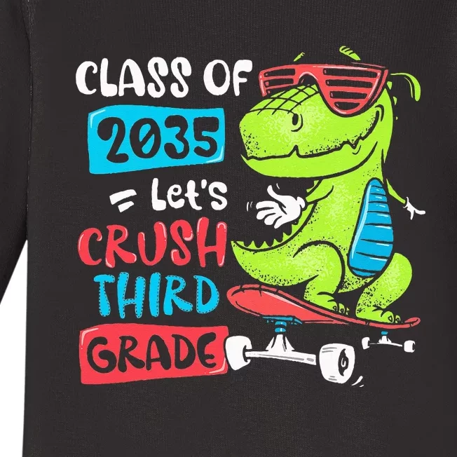 Back To School Let's Crush 3rd Grade Class Of 2035 Dinosaur Baby Long Sleeve Bodysuit