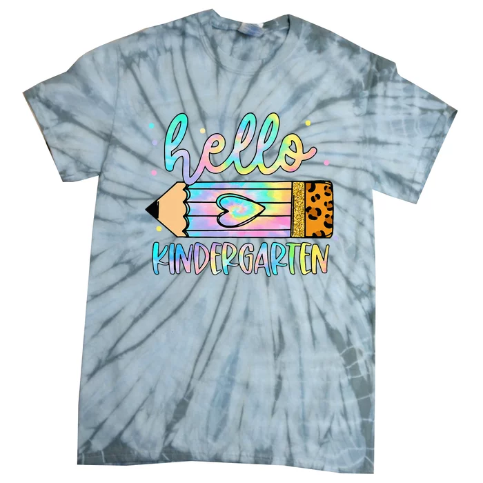 Back To School Hello Kindergarten Leopard Tie Dye Pencil Tie-Dye T-Shirt