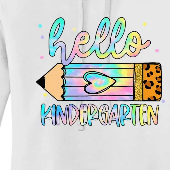 Back To School Hello Kindergarten Leopard Tie Dye Pencil Women's Pullover Hoodie