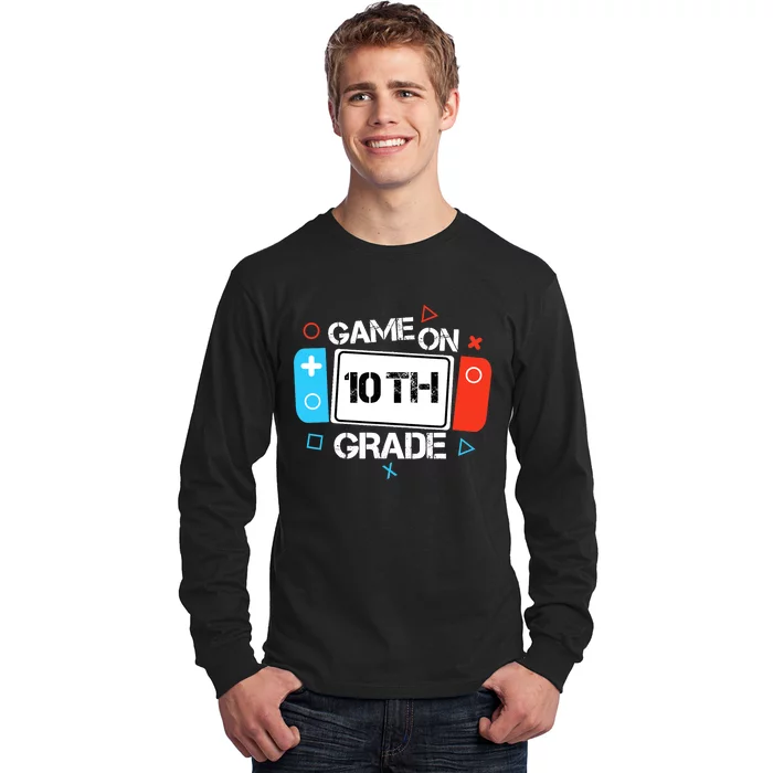 Back To School Game On 10th Grade Funny Gamer Boy Girl Long Sleeve Shirt