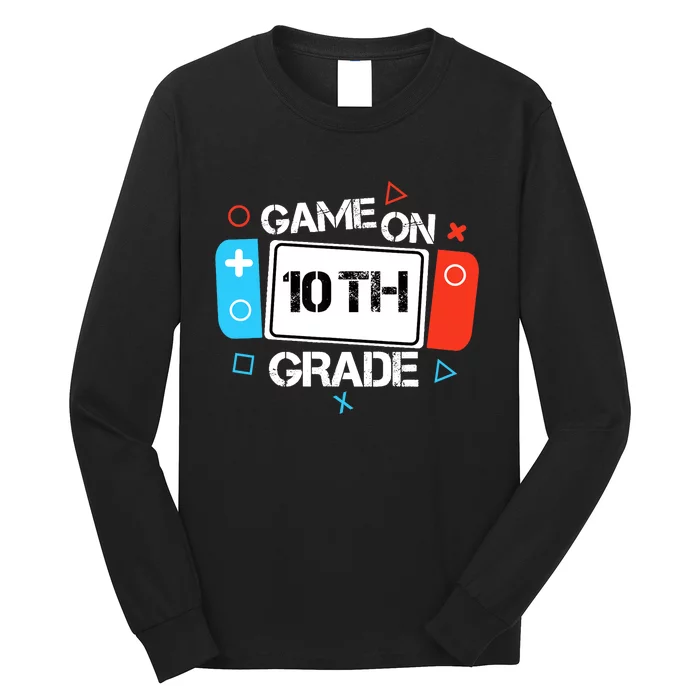 Back To School Game On 10th Grade Funny Gamer Boy Girl Long Sleeve Shirt