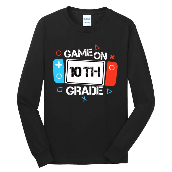 Back To School Game On 10th Grade Funny Gamer Boy Girl Tall Long Sleeve T-Shirt