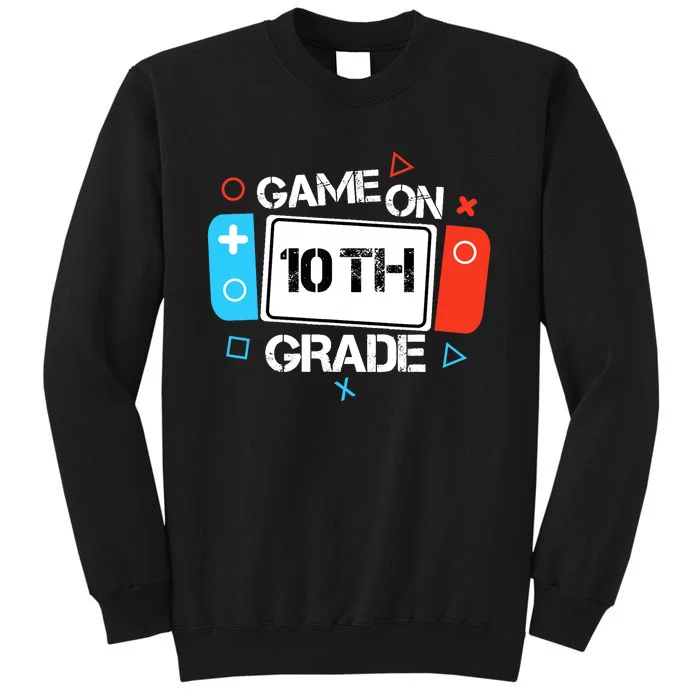 Back To School Game On 10th Grade Funny Gamer Boy Girl Tall Sweatshirt