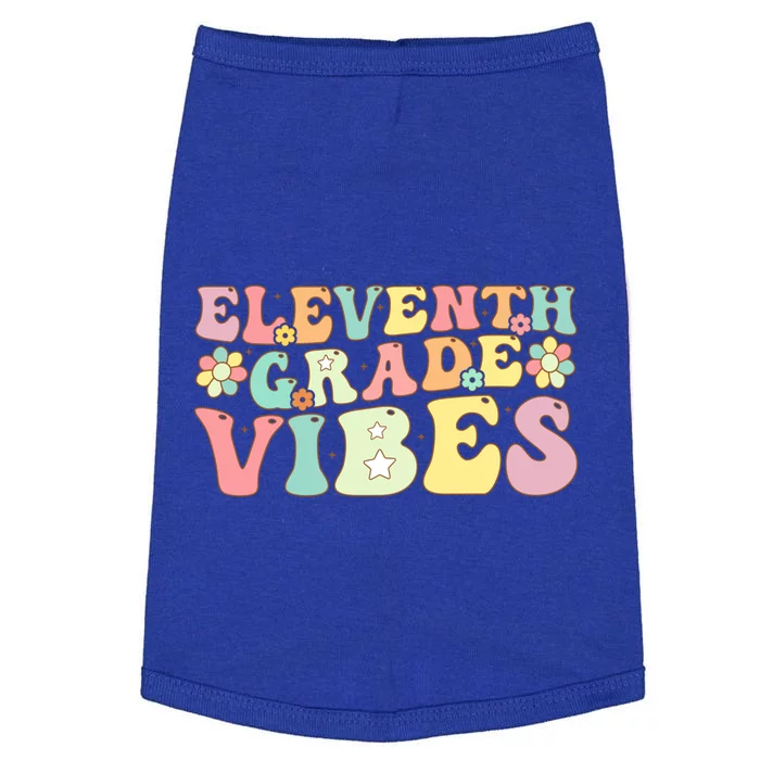 Back To School Eleventh Grade Vibes Retro Teacher Gift Doggie Tank