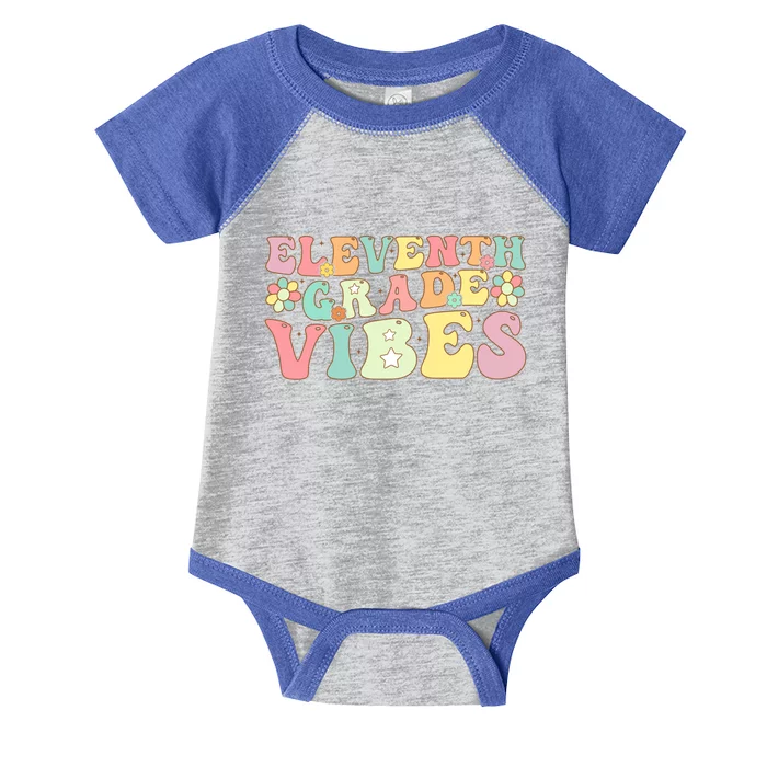 Back To School Eleventh Grade Vibes Retro Teacher Gift Infant Baby Jersey Bodysuit