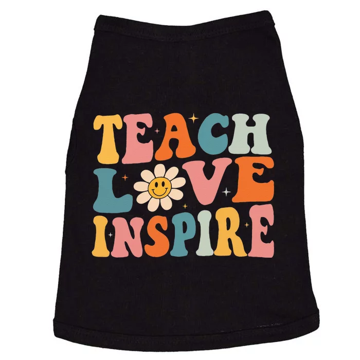 Back To School Teach Love Inspire Retro Teachers Doggie Tank