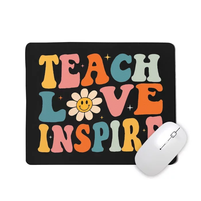 Back To School Teach Love Inspire Retro Teachers Mousepad