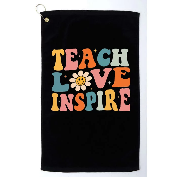 Back To School Teach Love Inspire Retro Teachers Platinum Collection Golf Towel