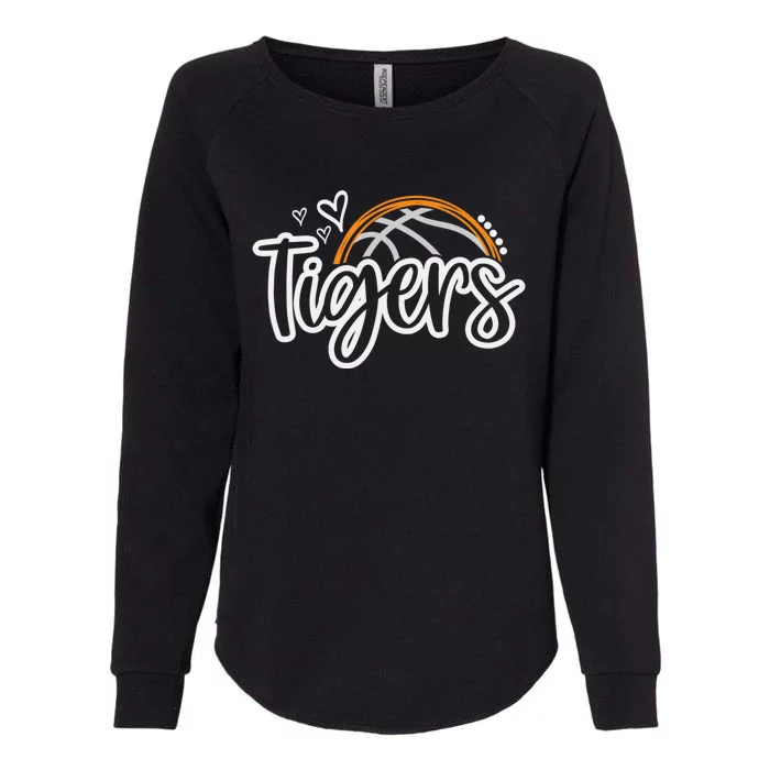 Basketball Tigers School Sports Fan Team Spirit Womens California Wash Sweatshirt