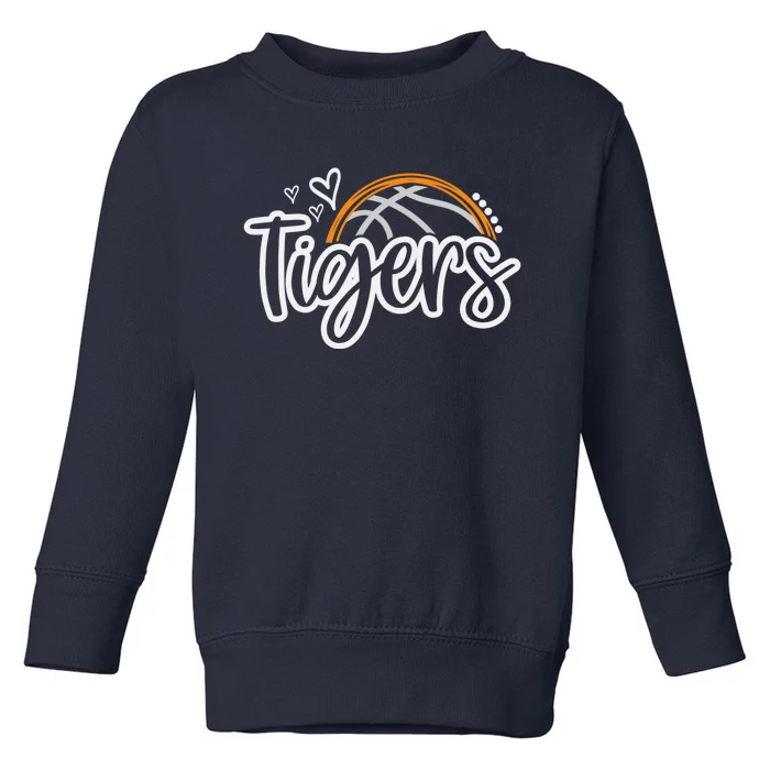 Basketball Tigers School Sports Fan Team Spirit Toddler Sweatshirt