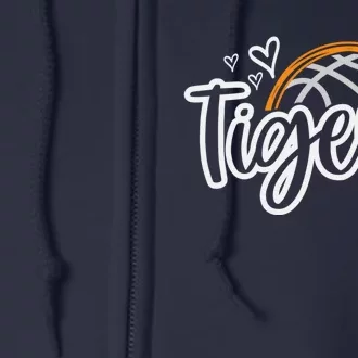 Basketball Tigers School Sports Fan Team Spirit Full Zip Hoodie