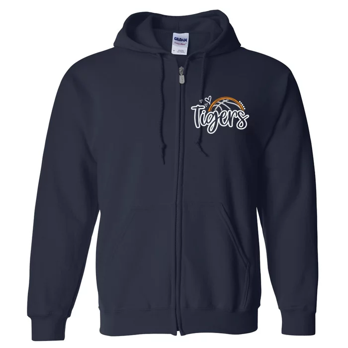 Basketball Tigers School Sports Fan Team Spirit Full Zip Hoodie