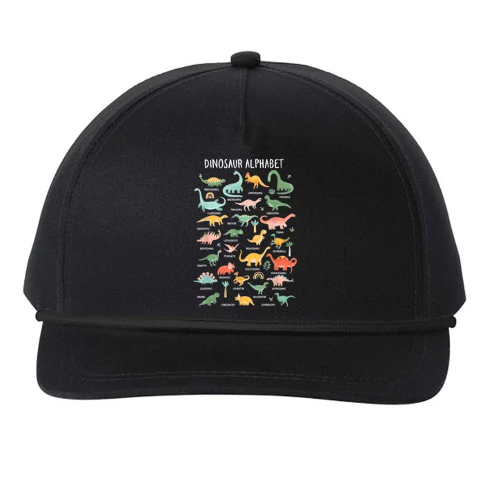 Back To School Types Of Dinosaurs Alphabet Identification Snapback Five-Panel Rope Hat