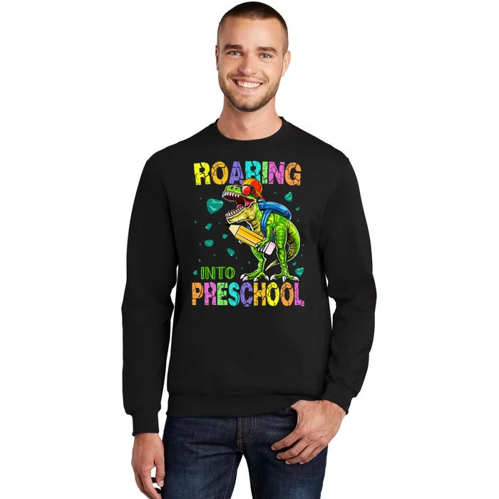 Back to School Dinosaur TRex Roaring Into Preschool Sweatshirt