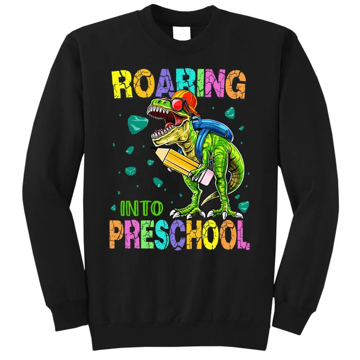 Back to School Dinosaur TRex Roaring Into Preschool Sweatshirt