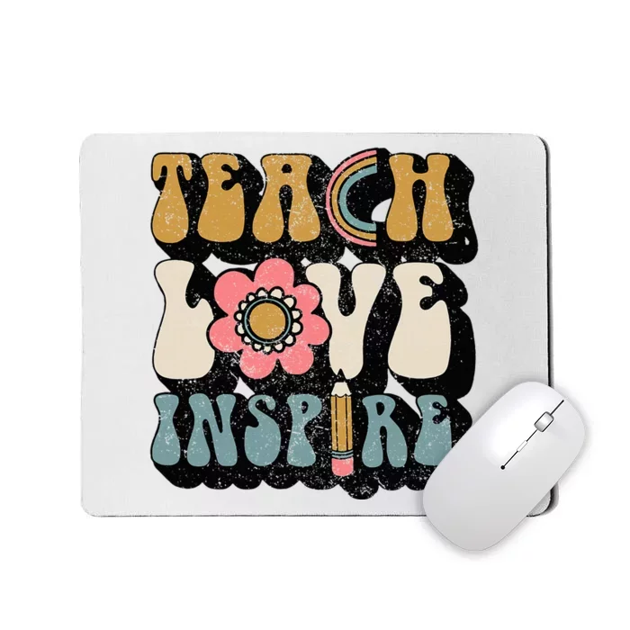 Back To School Teach Love Inspire Retro Teachers Mousepad