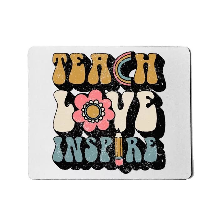 Back To School Teach Love Inspire Retro Teachers Mousepad