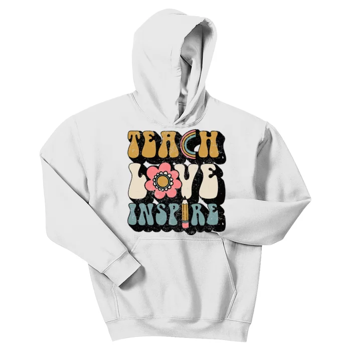 Back To School Teach Love Inspire Retro Teachers Kids Hoodie