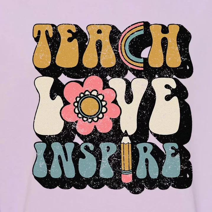 Back To School Teach Love Inspire Retro Teachers Women Garment-Dyed Sweatshirt