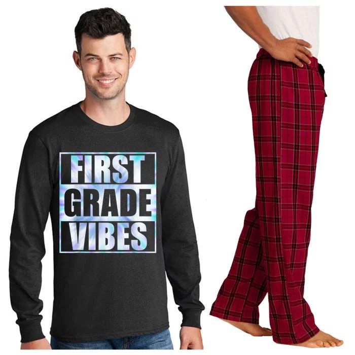 Back To School First Grade Vibes Student Teacher Wo Kid Long Sleeve Pajama Set