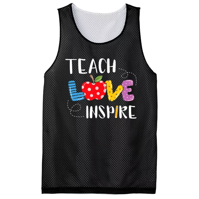 Back To School Teach Love Inspire Teaching Kindness Teacher Mesh Reversible Basketball Jersey Tank