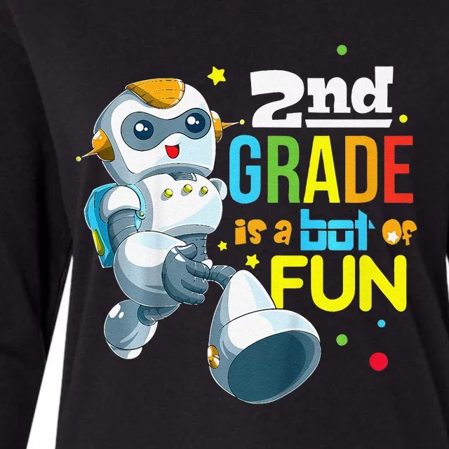 Back To School Team Second Grade Cool Robot Womens Cotton Relaxed Long Sleeve T-Shirt