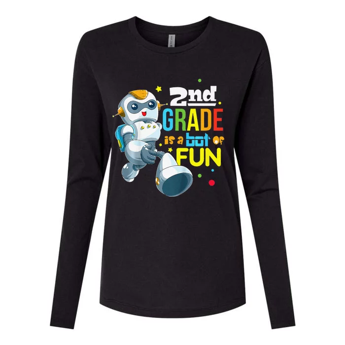 Back To School Team Second Grade Cool Robot Womens Cotton Relaxed Long Sleeve T-Shirt