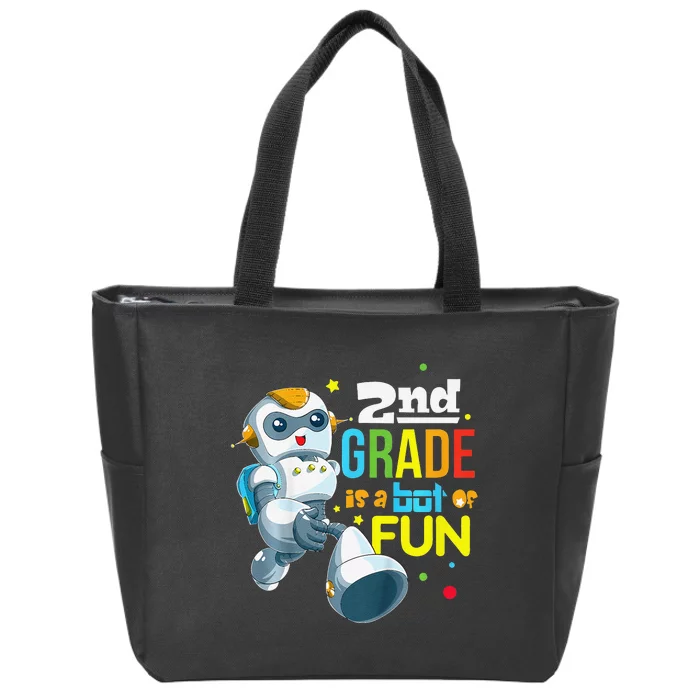 Back To School Team Second Grade Cool Robot Zip Tote Bag