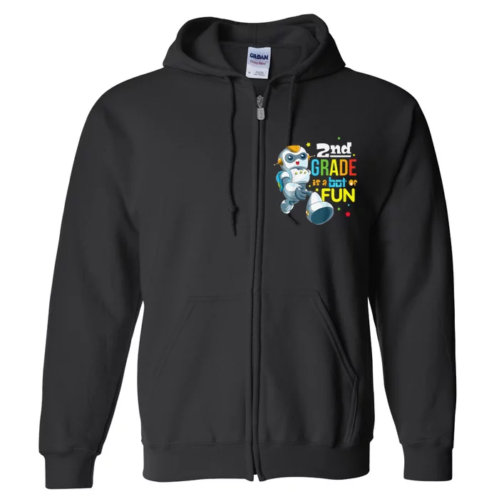 Back To School Team Second Grade Cool Robot Full Zip Hoodie