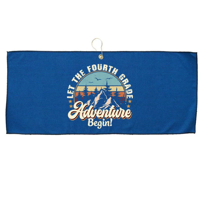 Back To School Let The 4th Grade Adventure Begin Large Microfiber Waffle Golf Towel