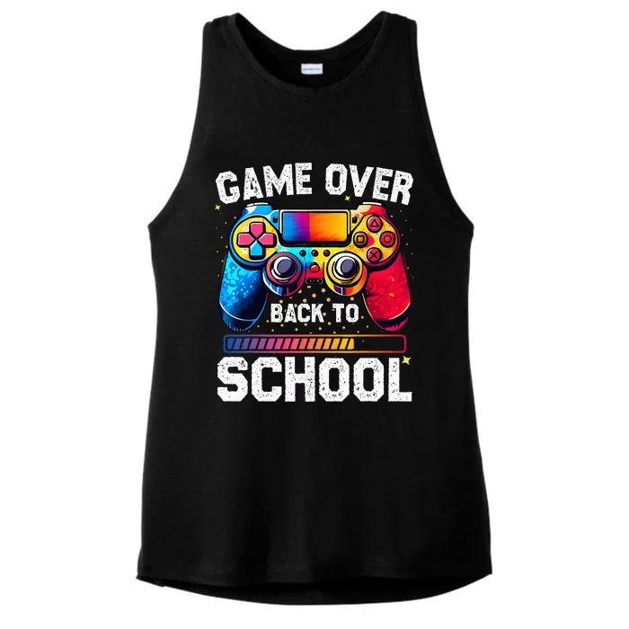 Back to School Funny Game Over Teacher Student Retro Gamer Ladies Tri-Blend Wicking Tank