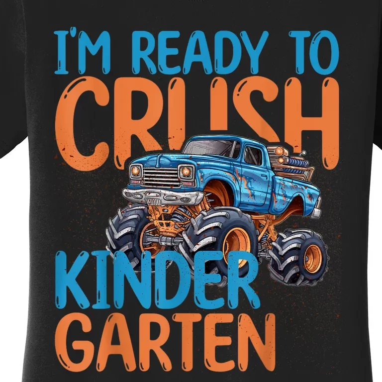 Back To School Boy First Day Of Kindergarten Monster Truck Women's T-Shirt