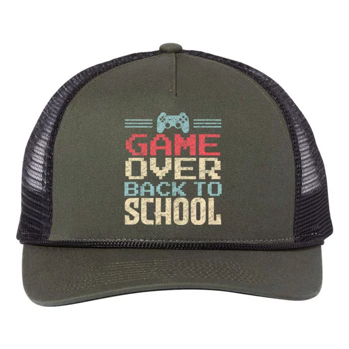 Back to School Funny Game Over Teacher Student Retro Gamer Retro Rope Trucker Hat Cap