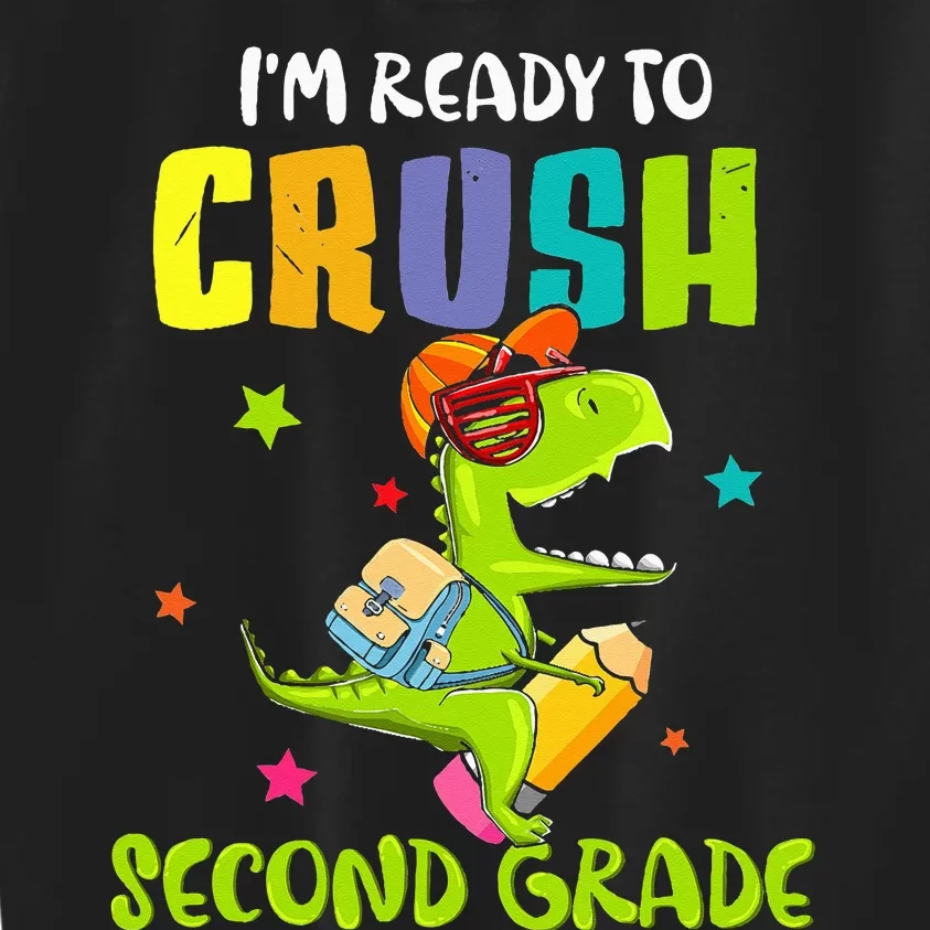 Back To School I'm Ready To Crush Second Grade Dinosaur Kids Sweatshirt