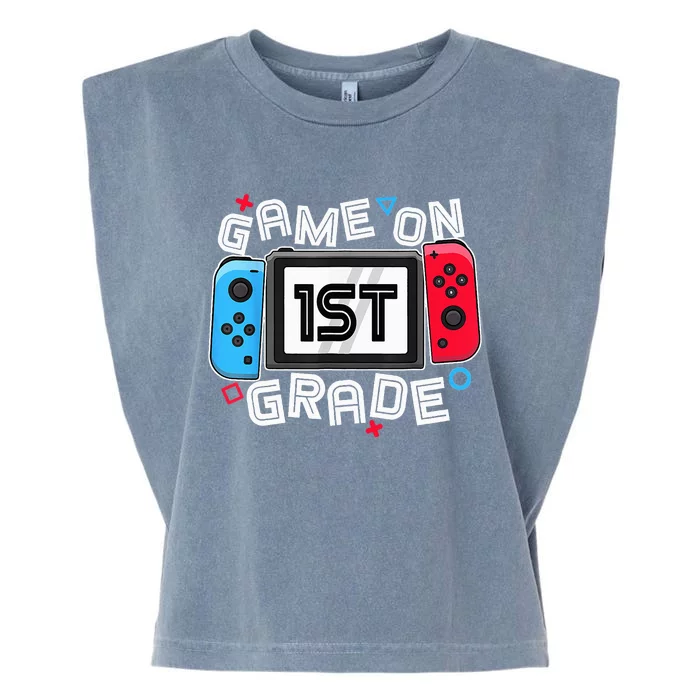 Back To School Game On 1st Grade Funny Gamer Garment-Dyed Women's Muscle Tee