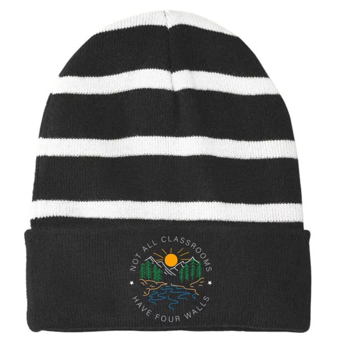 Back To School Not All Classrooms Have Four Walls Nature Striped Beanie with Solid Band