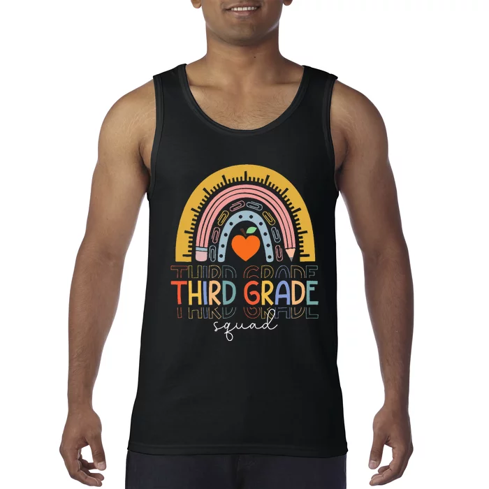 Back To School Rainbow Third Grade Squad Teachers Student Tank Top