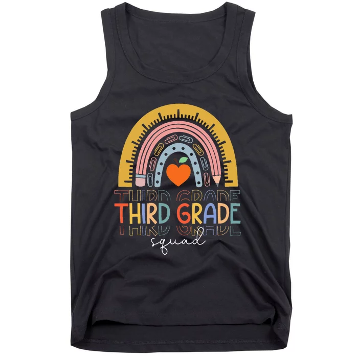 Back To School Rainbow Third Grade Squad Teachers Student Tank Top