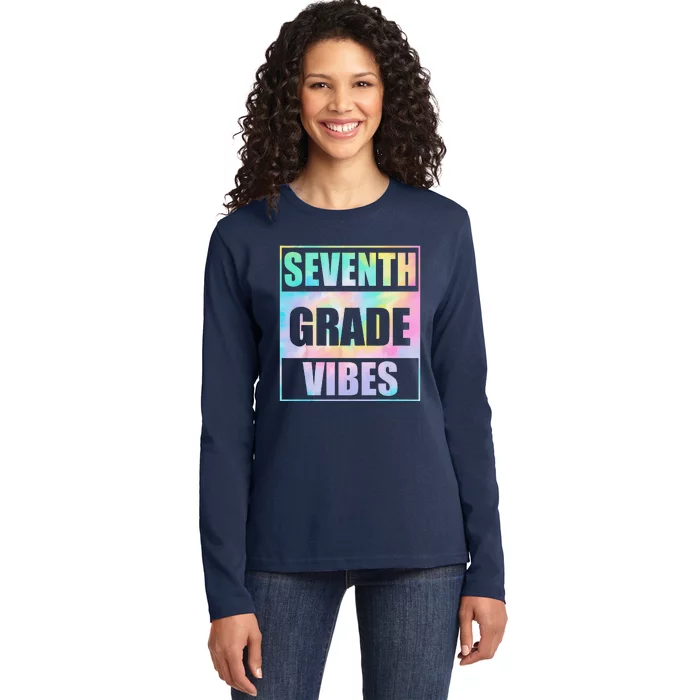 Back To School 7th Grade Vibes First Day Of School Teachers Ladies Long Sleeve Shirt