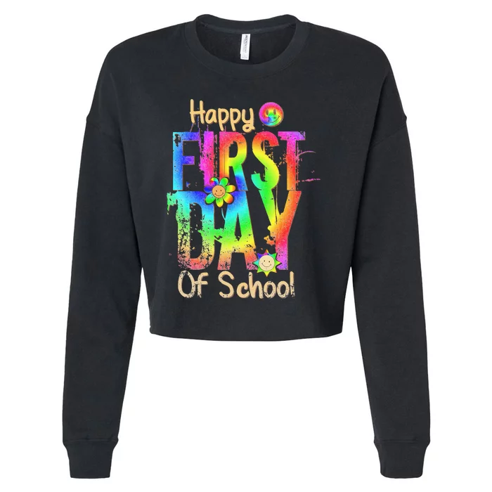 Back To School Teacher Student Happy First Day Of School Cropped Pullover Crew