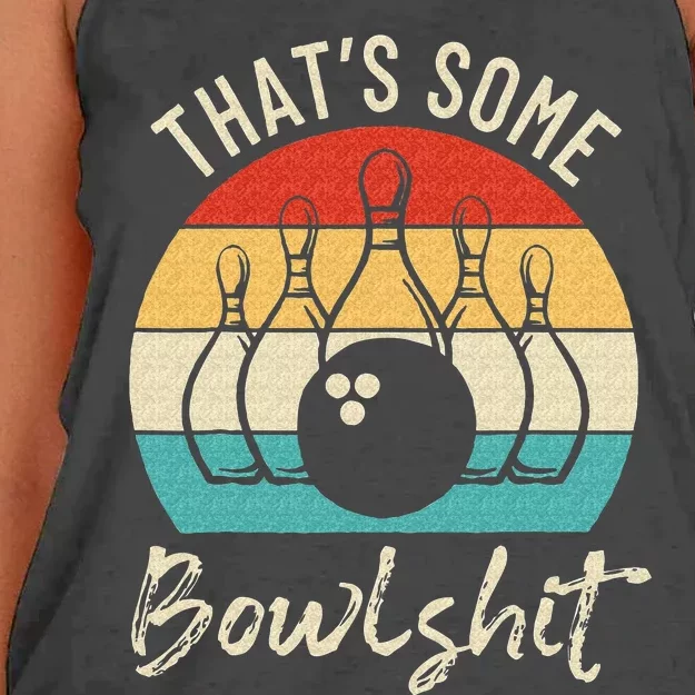 Bowling Thats Some Bowlshit Retro Bowling Lovers Bowler Women's Knotted Racerback Tank