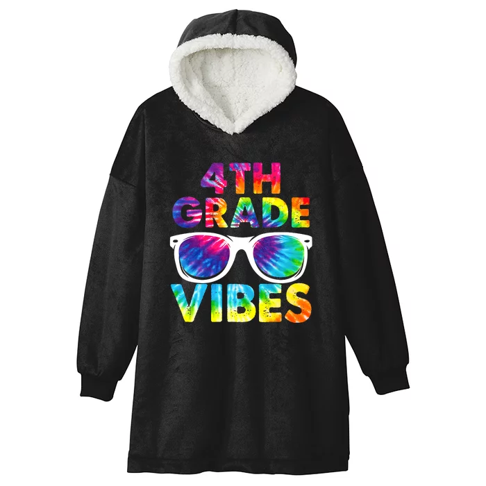 Back To School Funny 4th Grade Vibes First Day Teacher Hooded Wearable Blanket