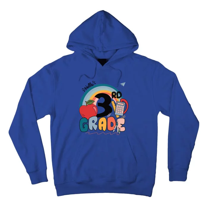 Back To School Hello 3Rd Grade Rainbowprint Second Grade Te Gift Tall Hoodie