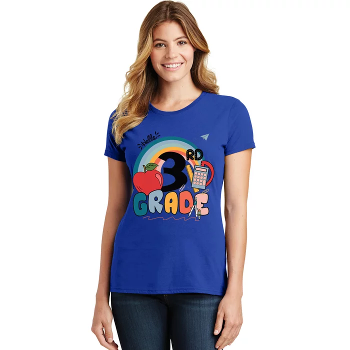 Back To School Hello 3Rd Grade Rainbowprint Second Grade Te Gift Women's T-Shirt