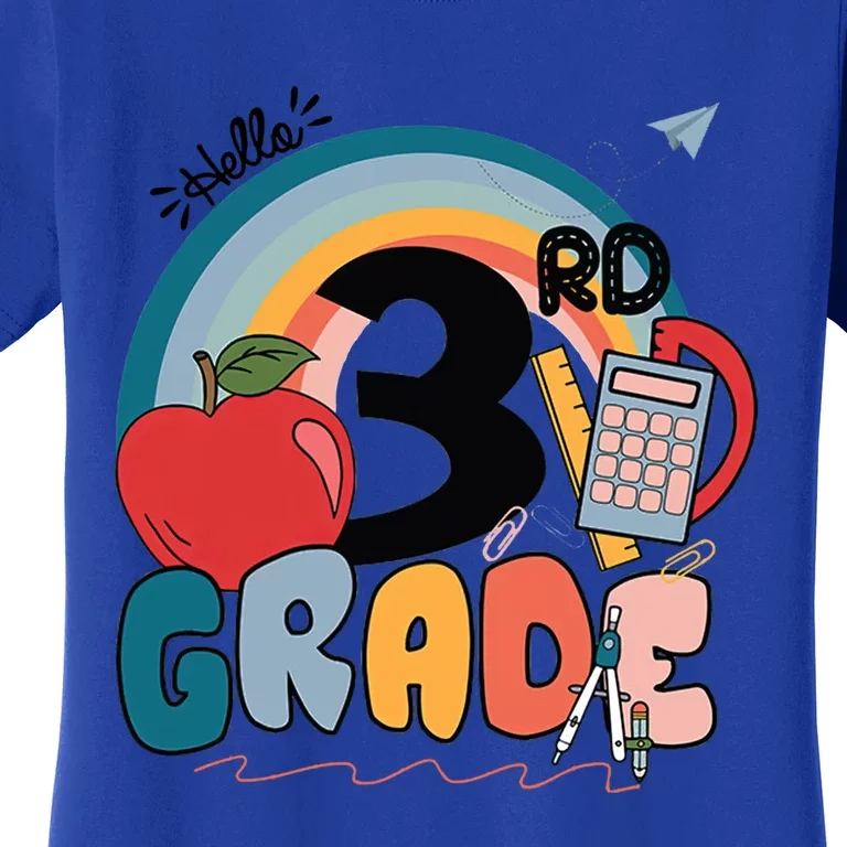 Back To School Hello 3Rd Grade Rainbowprint Second Grade Te Gift Women's T-Shirt