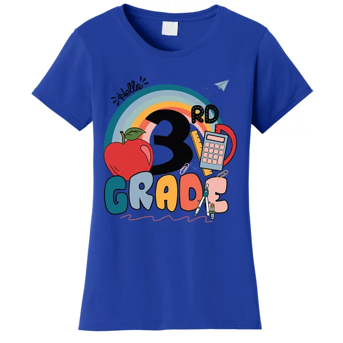 Back To School Hello 3Rd Grade Rainbowprint Second Grade Te Gift Women's T-Shirt