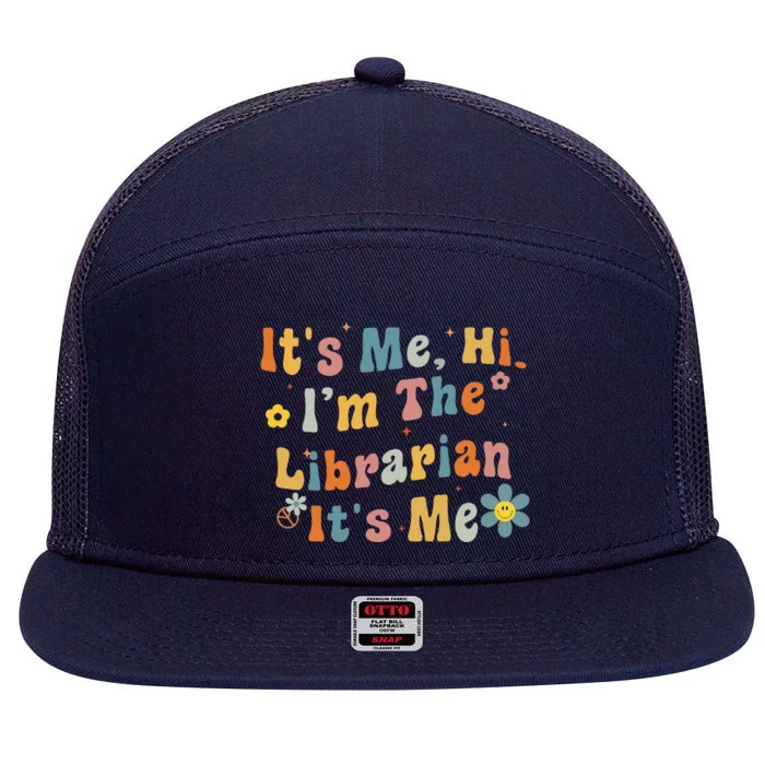 Back To School ItS Me Hi IM The Librarian Summer Reading 7 Panel Mesh Trucker Snapback Hat