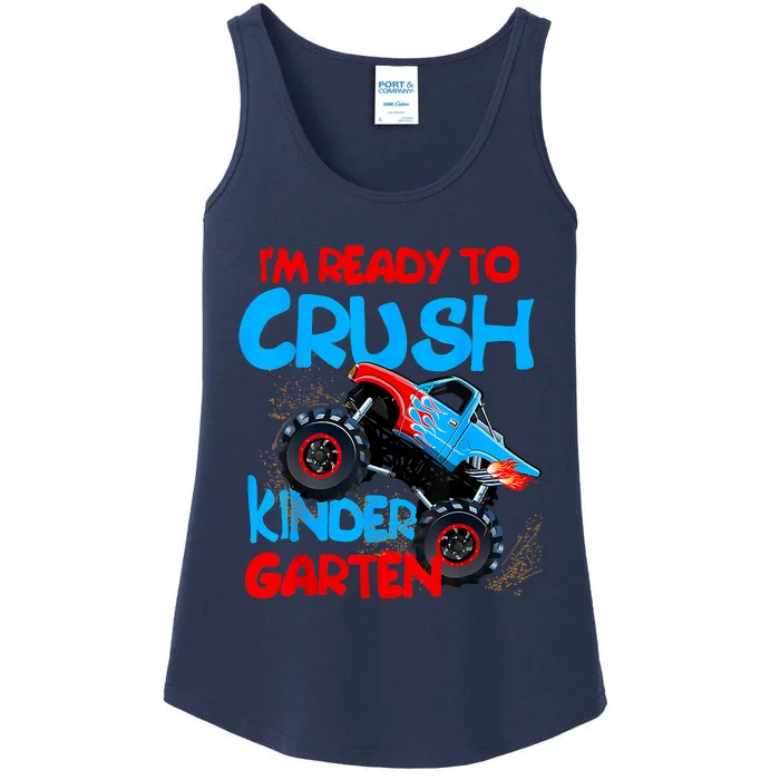 Back To School First Day Of Kindergarten Monster Truck Ladies Essential Tank