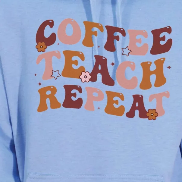 Back To School Coffee Teach Repeat Teacher Life Motivational Unisex Surf Hoodie